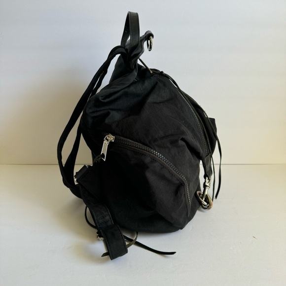Rebecca Minkoff Julian Backpack Black Nylon & Leather Sling Bag Purse Dirty Girl - Picture 6 of 12
